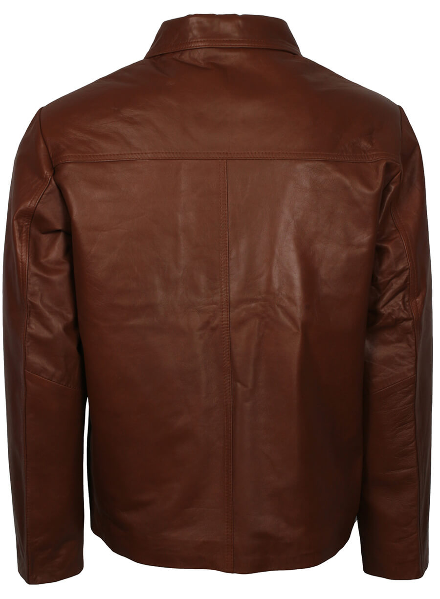 Harpoon Men's Trucker Inspired Brown Real Leather Leather Jacket