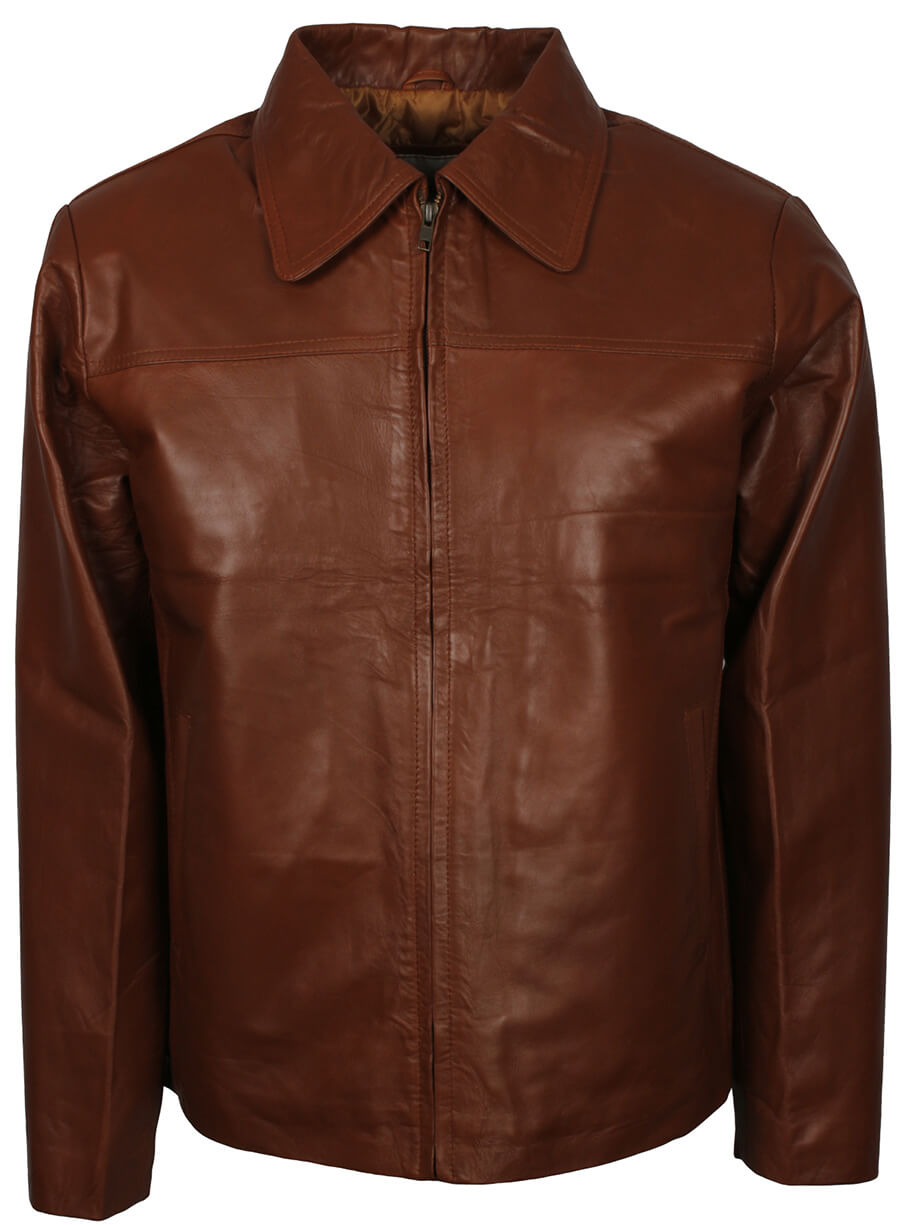 Harpoon Men's Trucker Inspired Brown Real Leather Leather Jacket