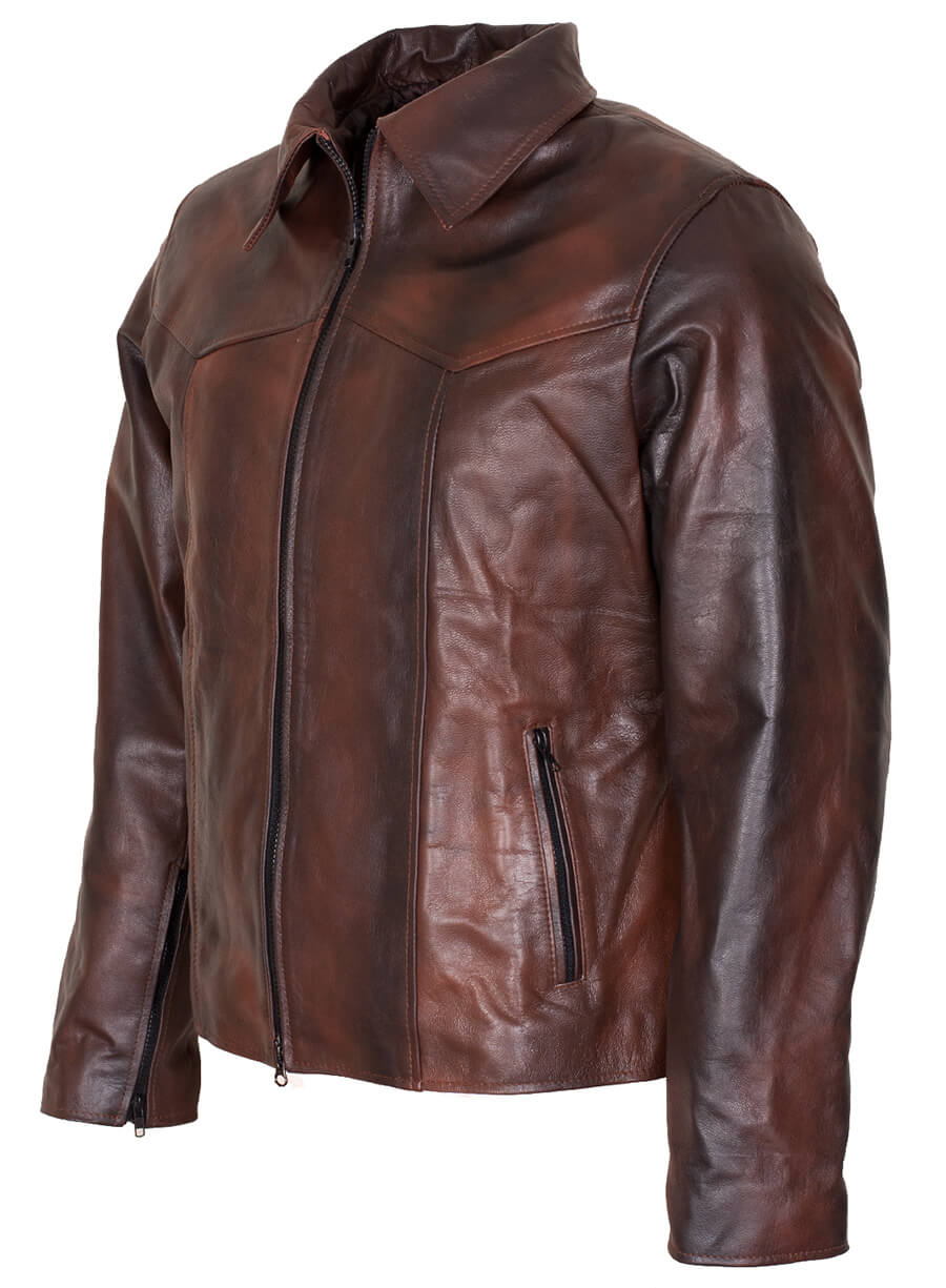 Harpoon Men's Antique Inspired Brown Cafe Racer Jacket