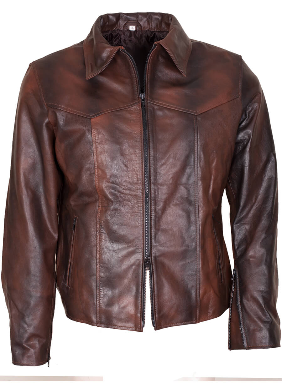 Harpoon Men's Antique Inspired Brown Cafe Racer Jacket