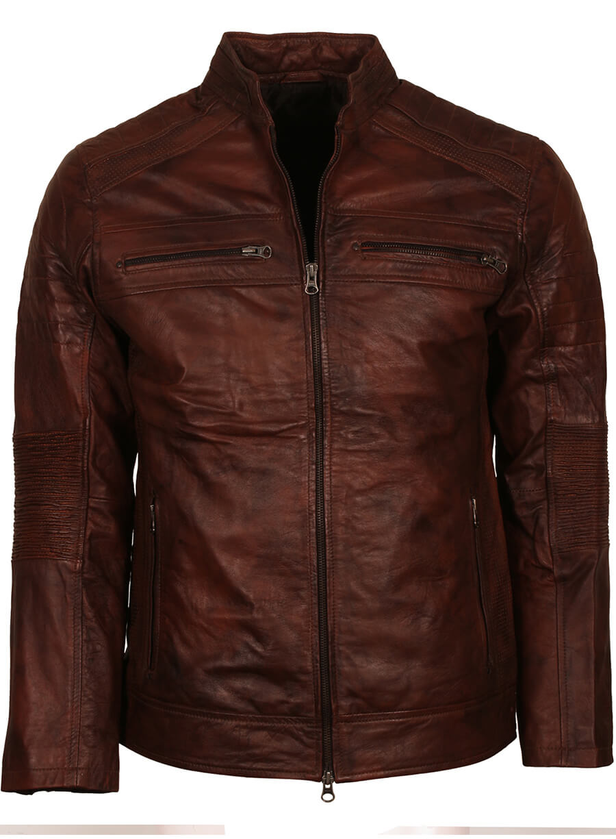 Harpoon Men's Inspired Vintage Brown Cafe Racer Jacket