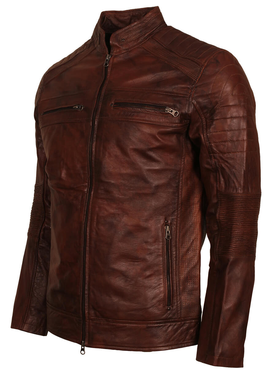 Harpoon Men's Inspired Vintage Brown Cafe Racer Jacket