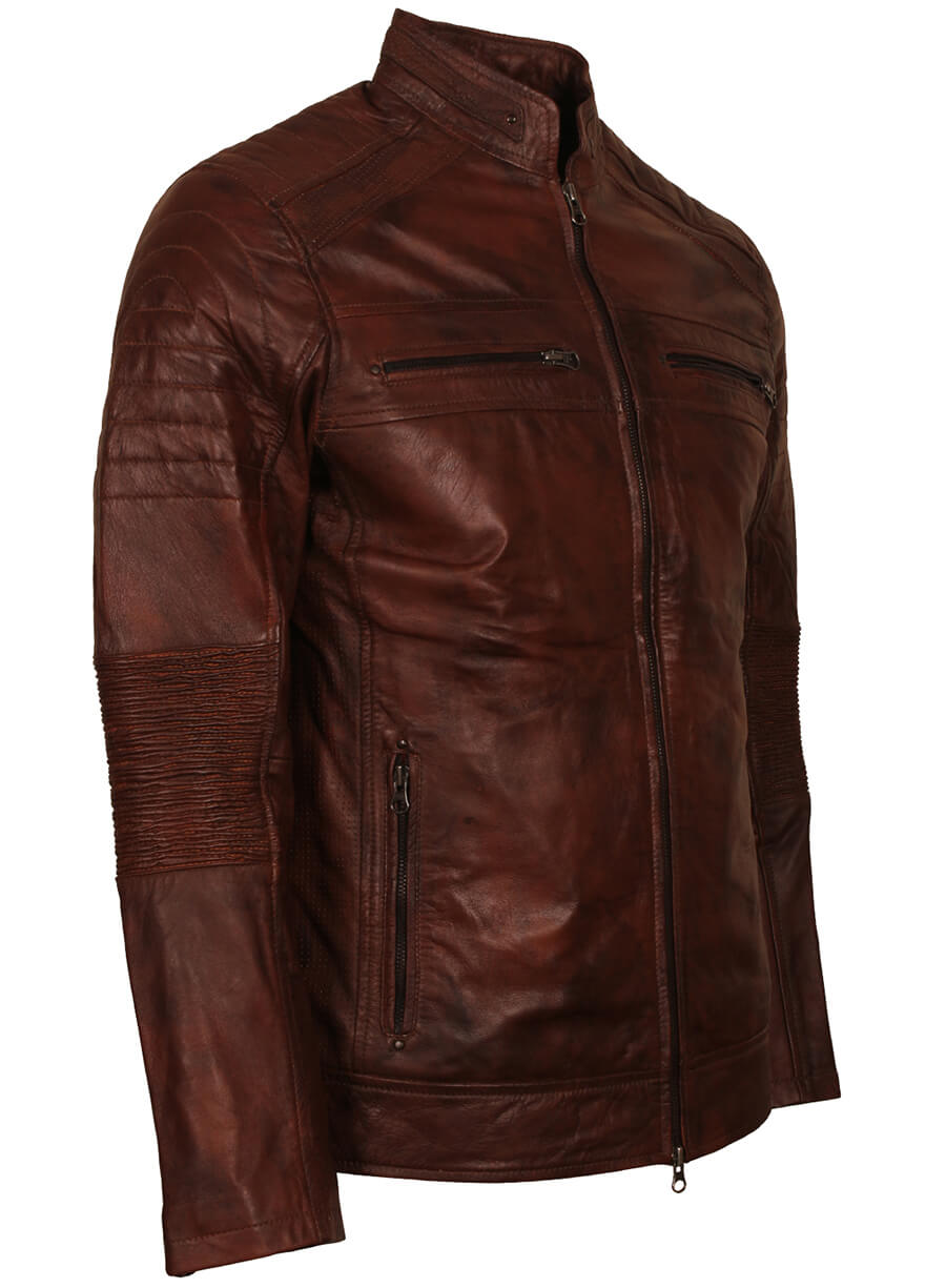 Harpoon Men's Inspired Vintage Brown Cafe Racer Jacket