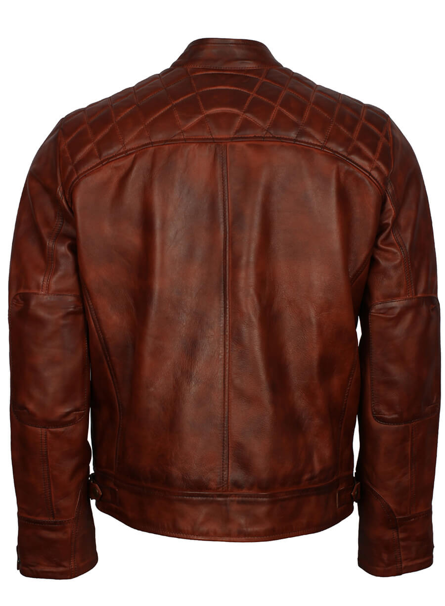 Harpoon Mens Crocodile Inspired Vintage Brown Biker Jacket
