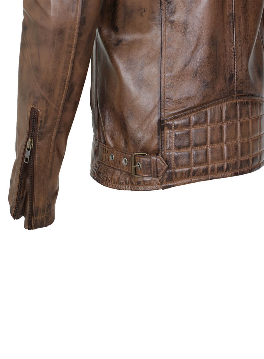 Harpoon Men's Dark Brando Vintage Real Inspired Dark Brown Biker Jacket