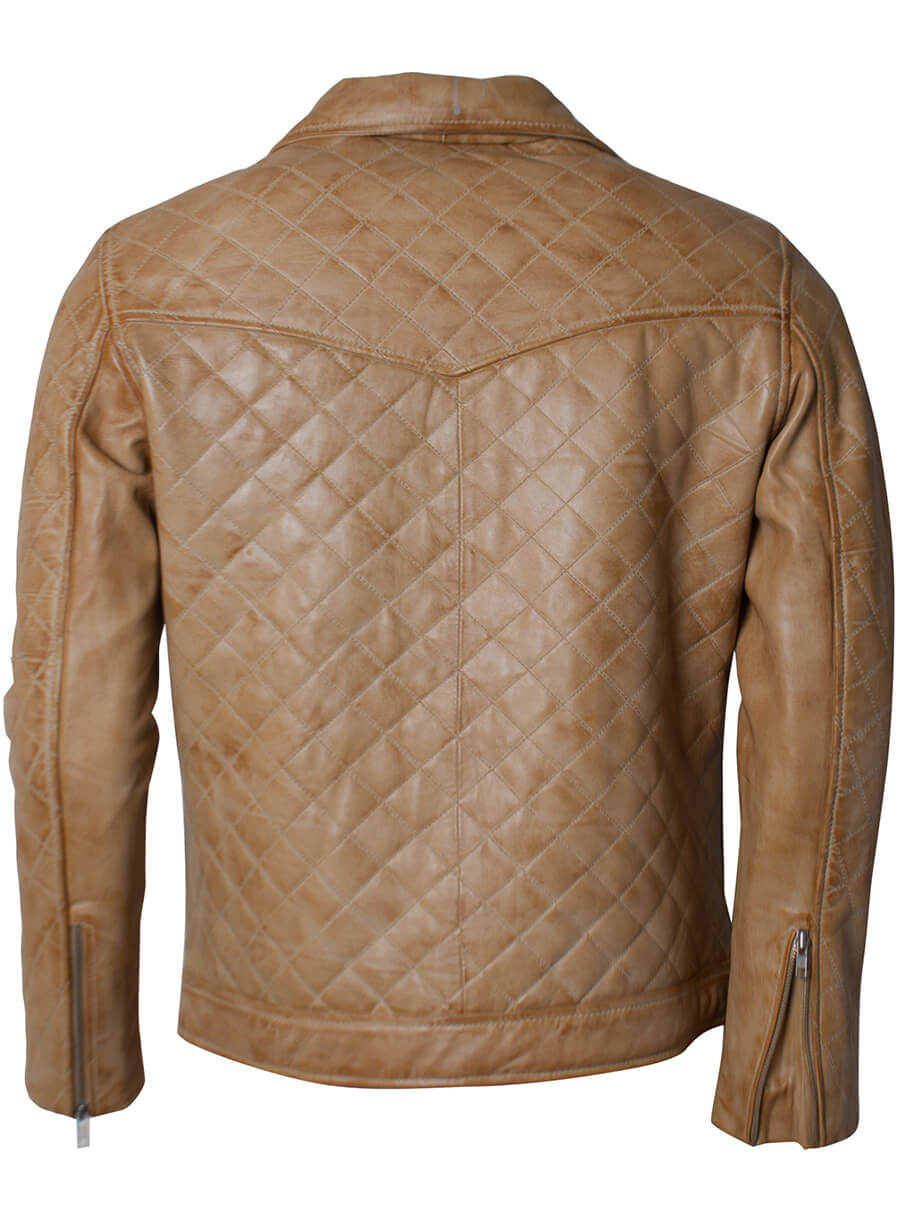 Harpoon Men's Diamond Quilted Inspired Brown Leather Jacket