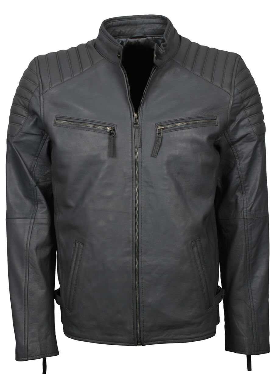 Harpoon Men's Fashion Inspired Grey Leather Jacket