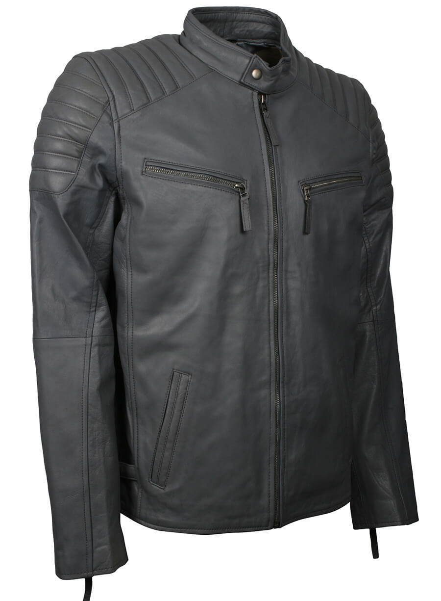 Harpoon Men's Fashion Inspired Grey Leather Jacket