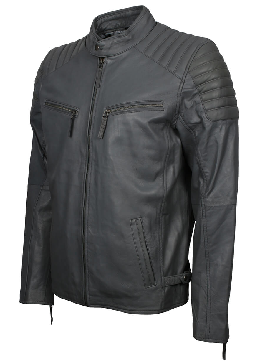 Harpoon Men's Fashion Inspired Grey Leather Jacket