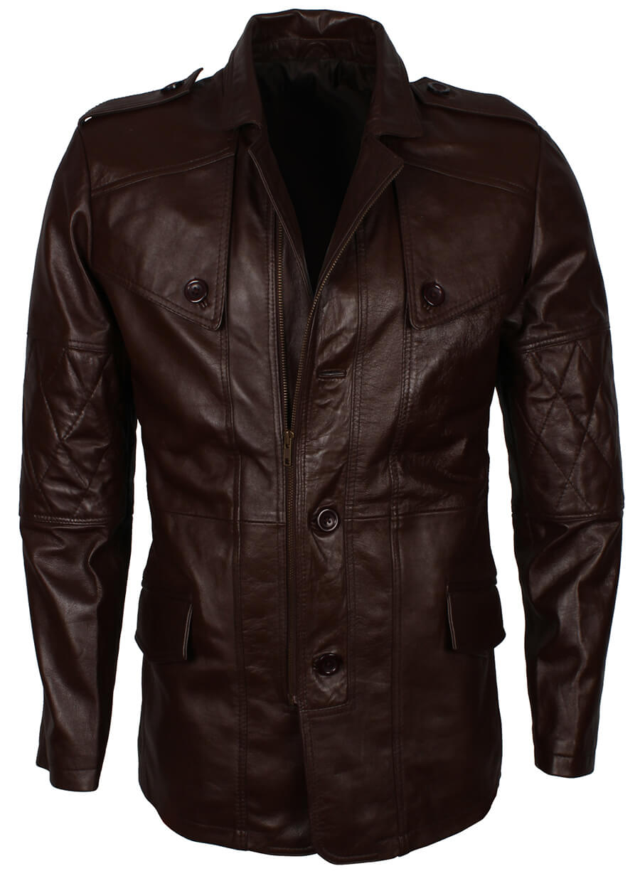 Harpoon Men's Military Style Dark Inspired Dark Brown Coat