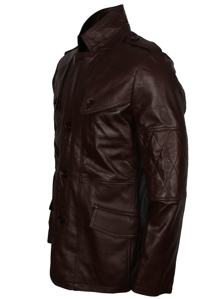 Harpoon Men's Military Style Dark Inspired Dark Brown Coat