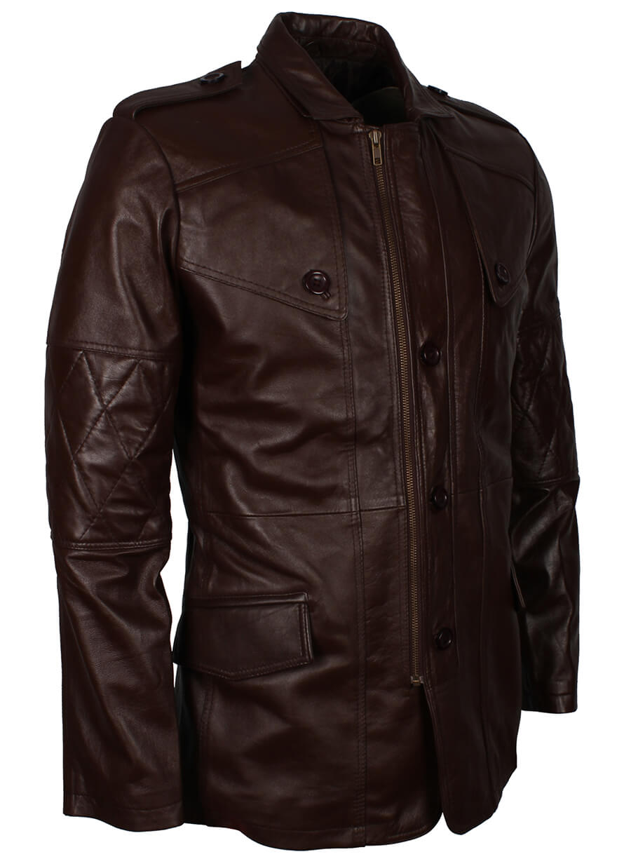 Harpoon Men's Military Style Dark Inspired Dark Brown Coat