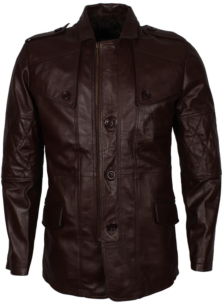 Harpoon Men's Military Style Dark Inspired Dark Brown Coat