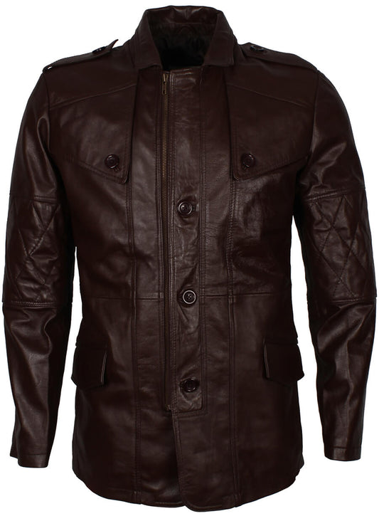 Harpoon Men's Military Style Dark Inspired Dark Brown Coat