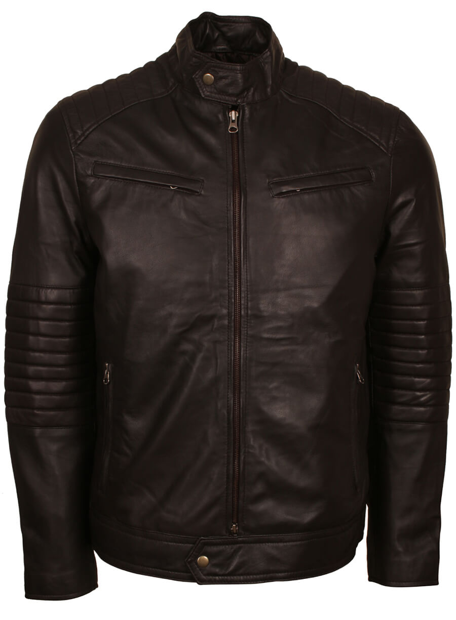 Harpoon Men's Quilted Sleeves Inspired Black Biker Jacket