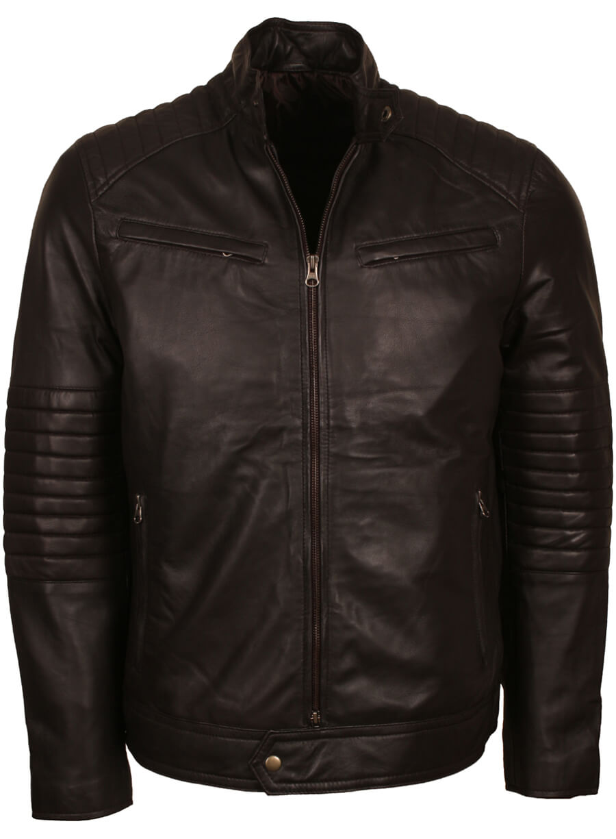 Harpoon Men's Quilted Sleeves Inspired Black Biker Jacket