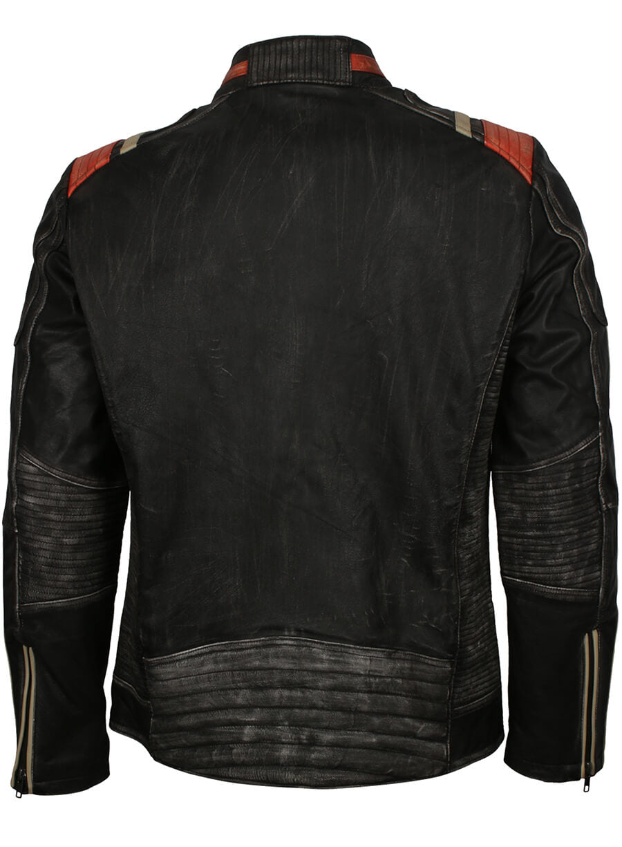 Harpoon Men's Retro Distressed Inspired Black Leather Jacket