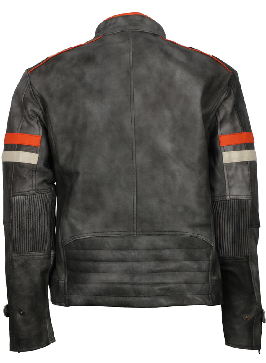 Harpoon Men's Retro Distressed Inspired Grey Leather Jacket