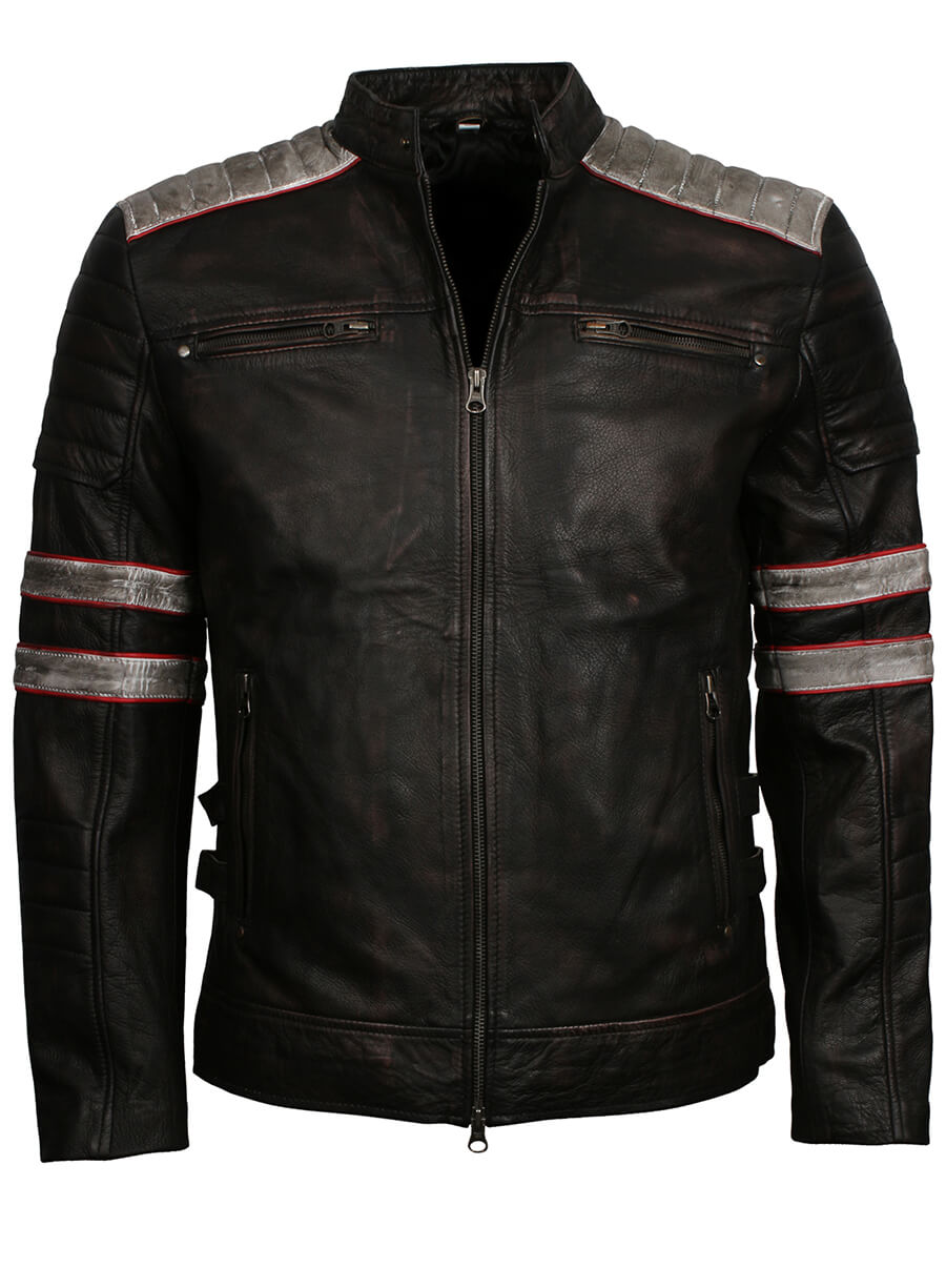 Harpoon Men's Retro Vintage Inspired Black Biker Jacket