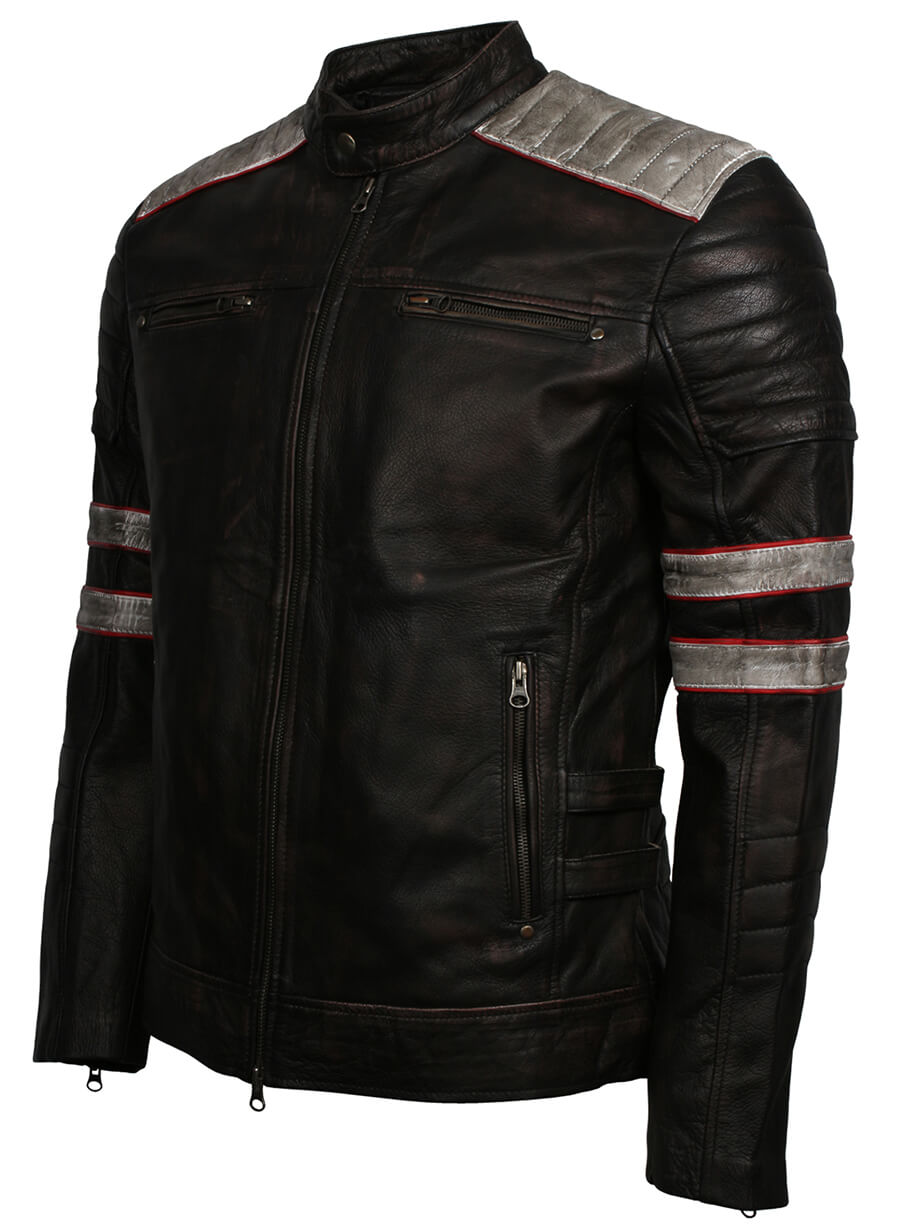 Harpoon Men's Retro Vintage Inspired Black Biker Jacket