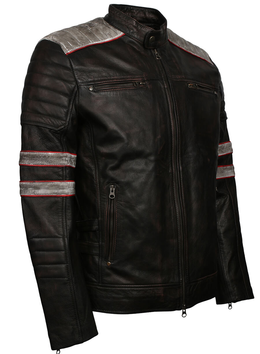 Harpoon Men's Retro Vintage Inspired Black Biker Jacket