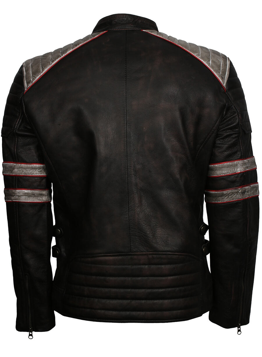 Harpoon Men's Retro Vintage Inspired Black Biker Jacket