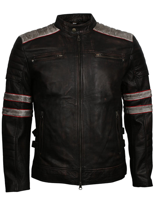 Harpoon Men's Retro Vintage Inspired Black Biker Jacket