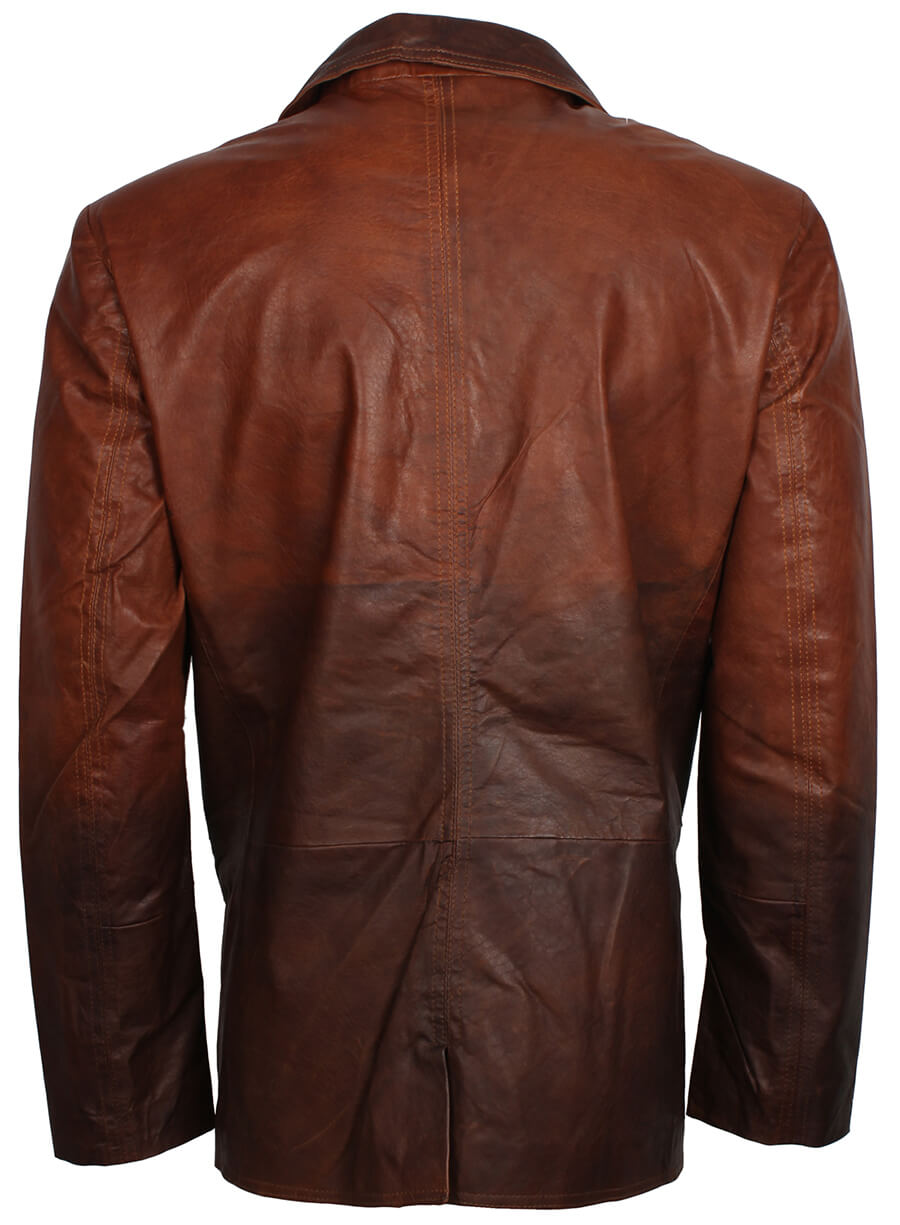 Harpoon Men's Two Tone Blazer Inspired Brown Tan Leather Jacket