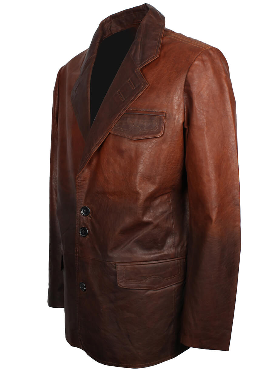 Harpoon Men's Two Tone Blazer Inspired Brown Tan Leather Jacket