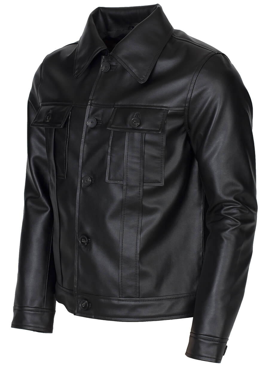 Harpoon Men's Vintage Celebrity Inspired Black Leather Jacket