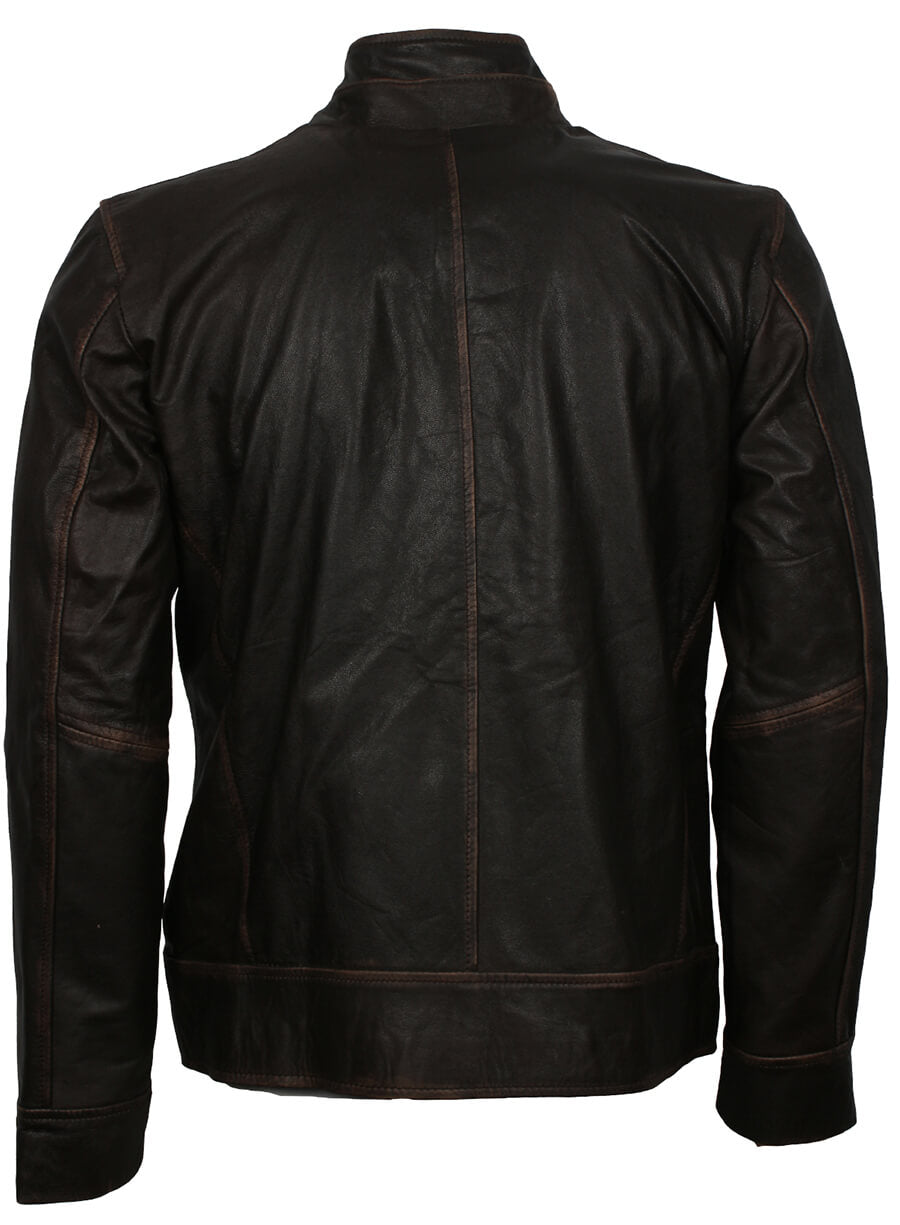 Harpoon Men's Vintage Distressed Inspired Black Leather Jacket