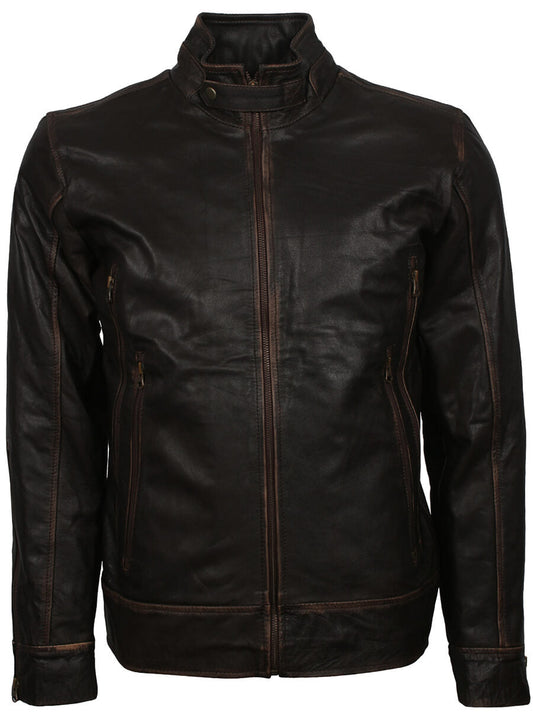 Harpoon Men's Vintage Distressed Inspired Black Leather Jacket