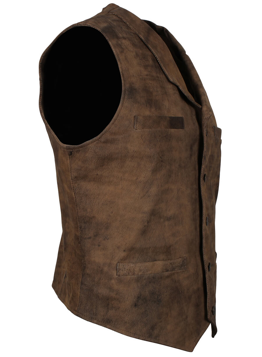 Harpoon Men's Vintage Distressed Vest Inspired Brown Leather Jacket