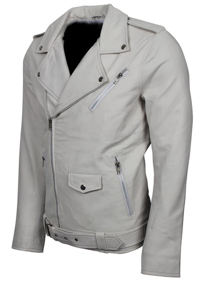 Men's White Brando Biker Jacket