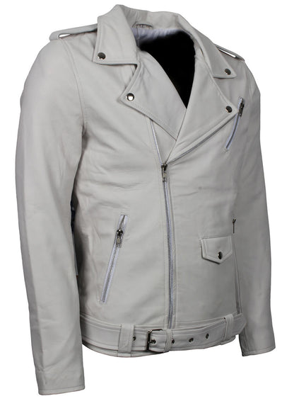 Men's White Brando Biker Jacket