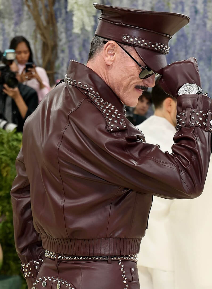 Met Gala 2026 Luke Evans Burgundy Leather Jacket