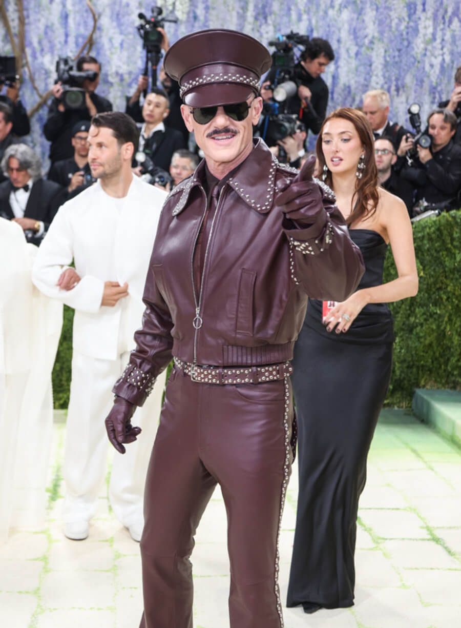 Met Gala 2026 Luke Evans Burgundy Leather Jacket