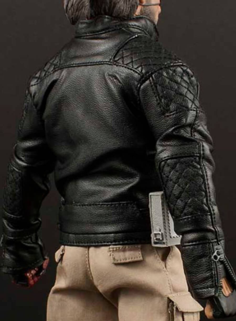 Harpoon Metal Gear Solid 5 Venom Snake Inspired Black Leather Jacket - Video Game Metal Gear 2: Solid Snake Style