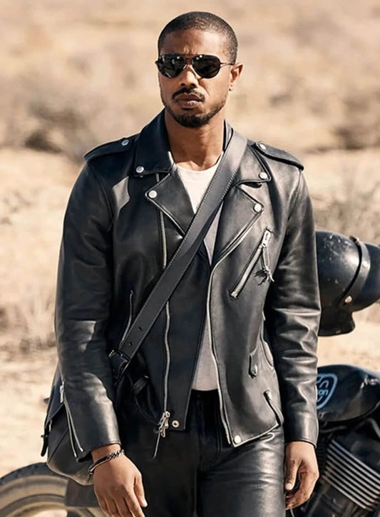 Harpoon Michael B. Jordan Inspired Black Leather Jacket - Michael B Jordan Style