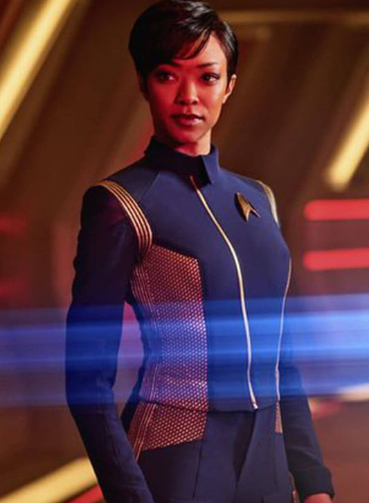 Harpoon Michael Burnham Inspired Blue Leather Jacket - Star Trek Discovery Style