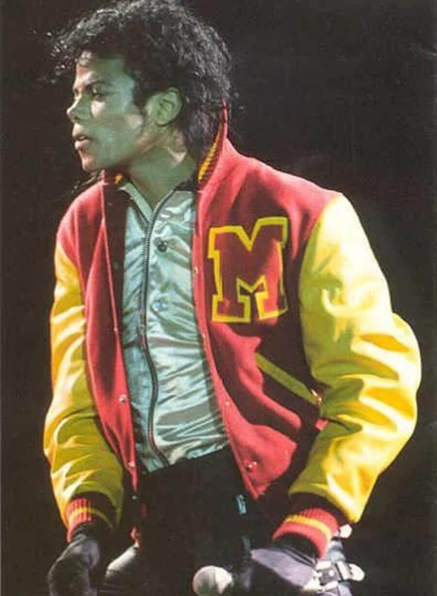 Harpoon Michael Jackson and Yellow Inspired Red & Yellow Wool & Leather Varsity Jacket