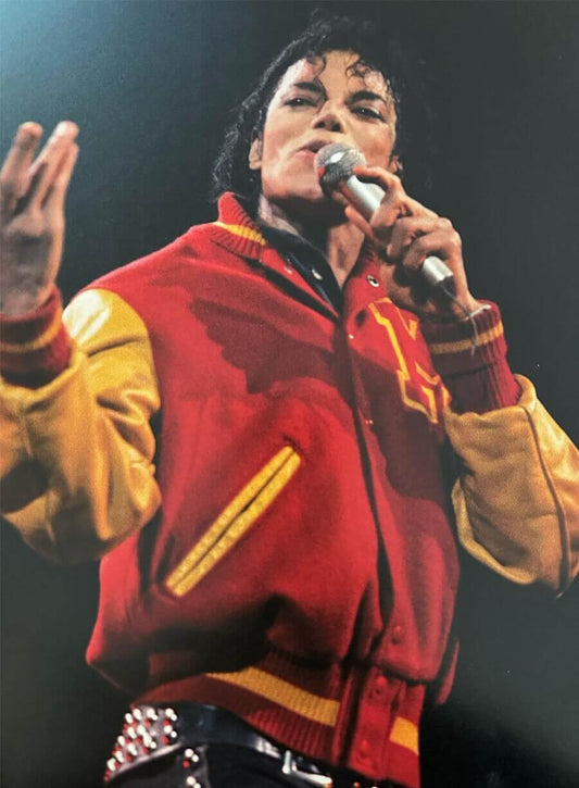 Harpoon Michael Jackson and Yellow Inspired Red & Yellow Wool & Leather Varsity Jacket