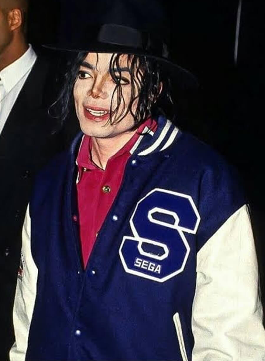 Harpoon Michael Jackson Sega Inspired Blue & White Wool Fabric Varsity Jacket