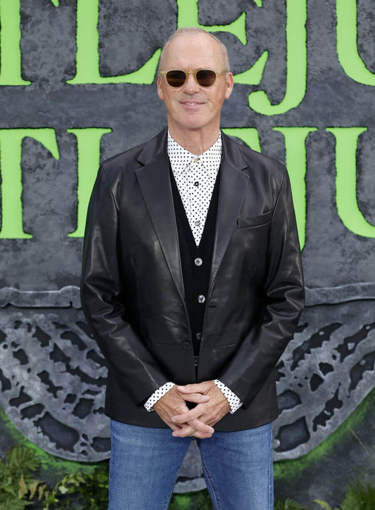Harpoon Michael Keaton Inspired Black Real Leather Leather Jacket - Beetlejuice Beetlejuice Premiere Style