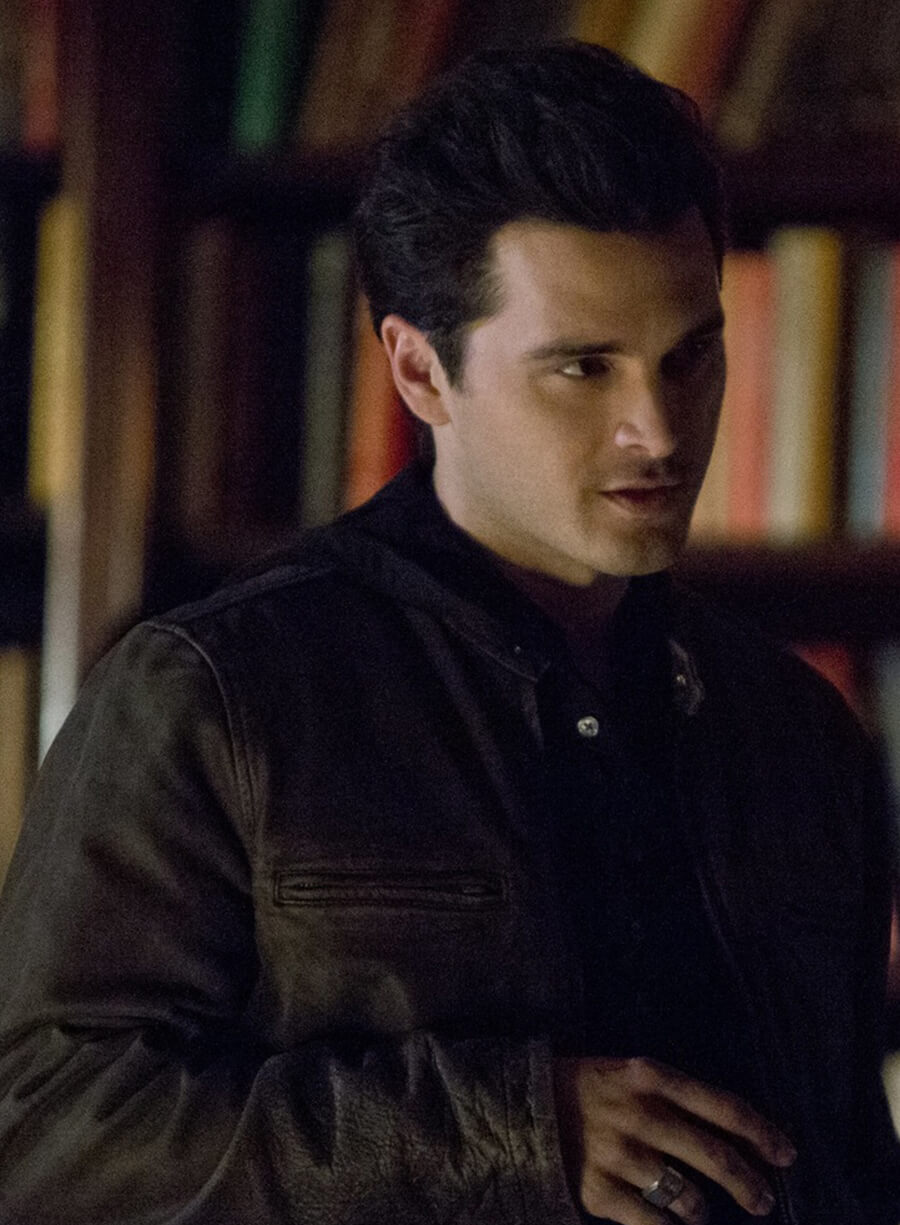 Harpoon Enzo Inspired Black Leather Jacket - Vampire Diaries Style