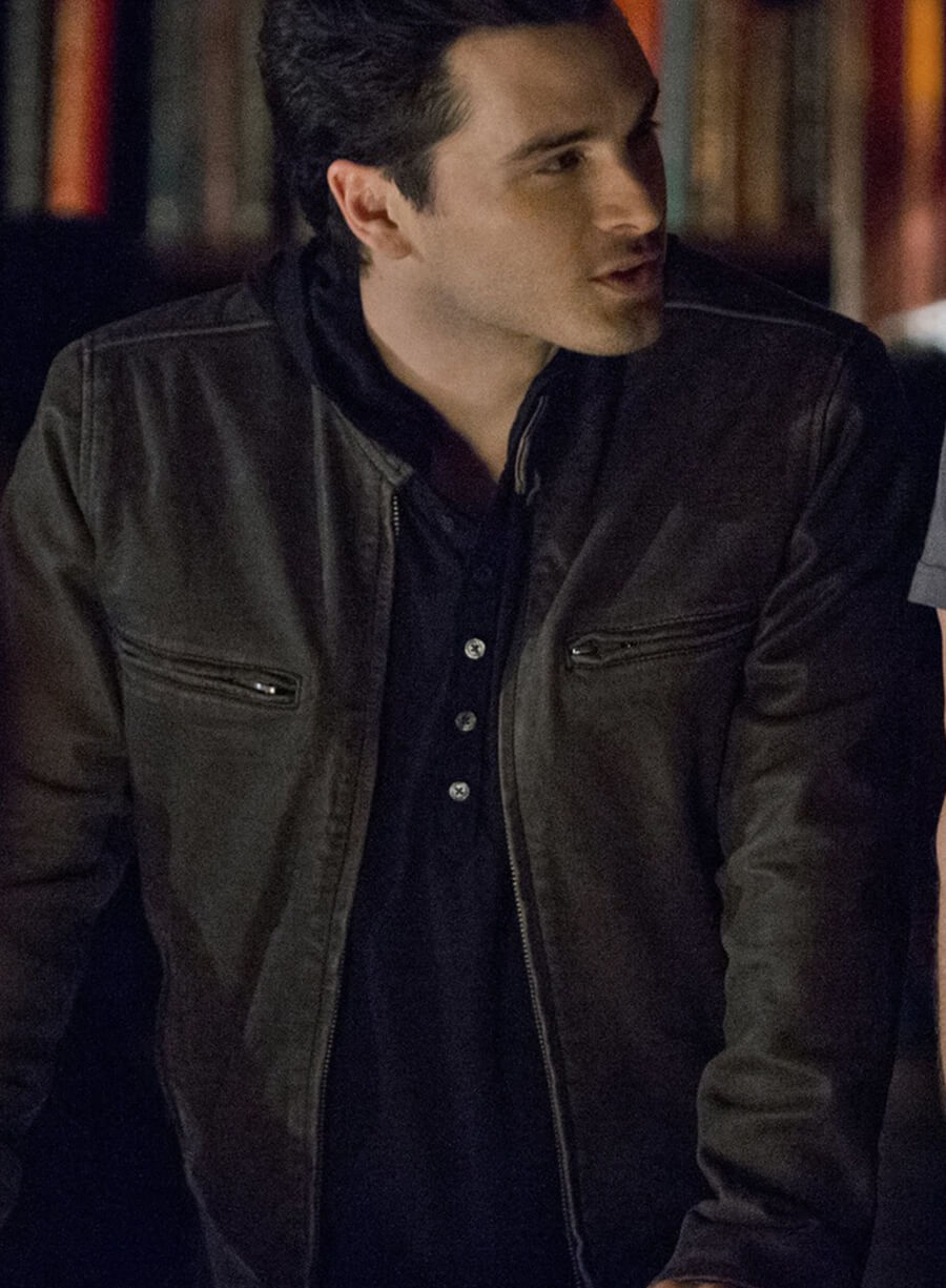 Harpoon Enzo Inspired Black Leather Jacket - Vampire Diaries Style
