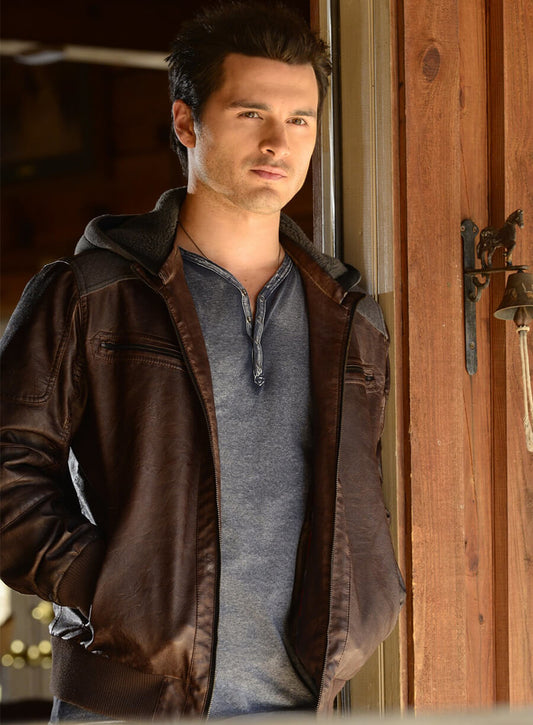 Harpoon Enzo Inspired Brown Leather Jacket - Vampire Diaries Style