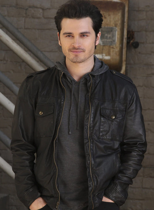 Harpoon Enzo Inspired Black Leather Jacket - Vampire Diaries S06 Style