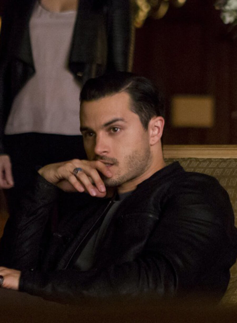 Harpoon Enzo Inspired Black Leather Jacket - Vampire Diaries S07 Style