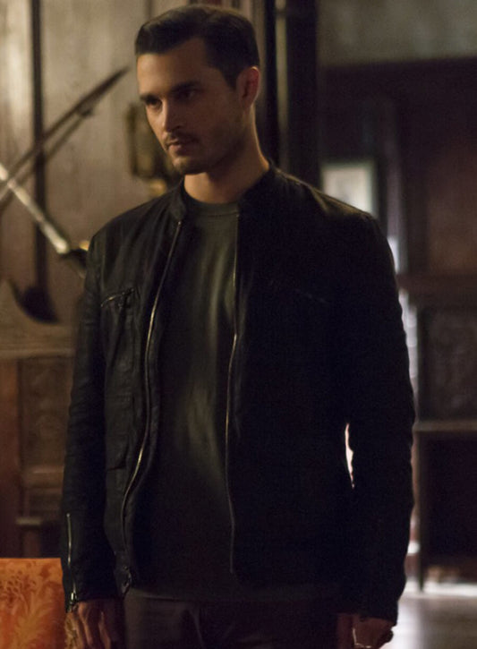 Harpoon Enzo Inspired Black Leather Jacket - Vampire Diaries S07 Style